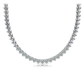 14K Gold Three-Prong Round Diamond Tennis Necklace Set